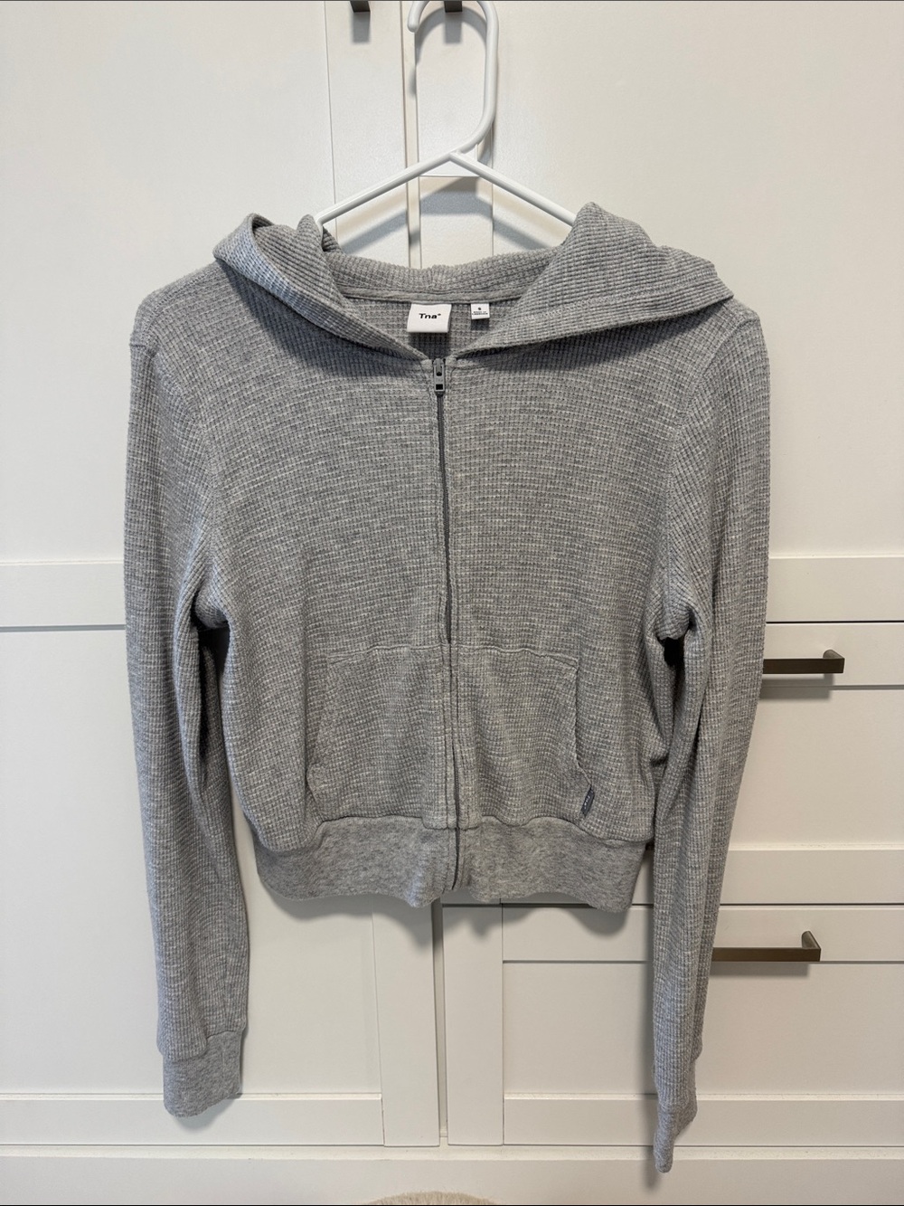 TNA Gray Zip-Up Hooded Sweater